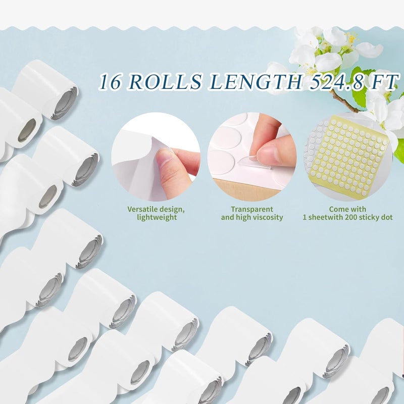 DASTTUIS 16 Rolls 524.8 Ft White Bulletin Board Borders Set - Scalloped Trim for Classroom Decor, Office, School Decorations - Teacher Borders for Bulletin Boards, Wall & Theme Supplies - Image 2